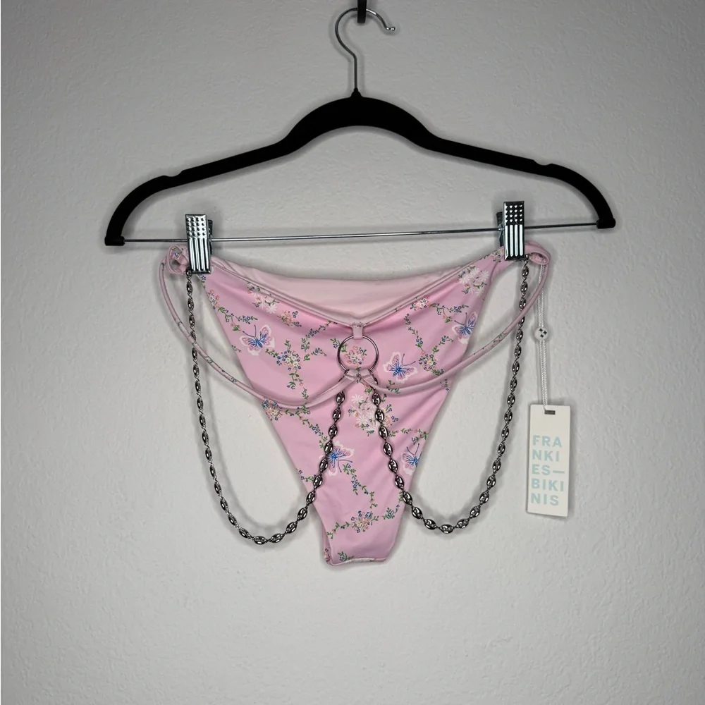 Frankie’s Bikinis Fairytale Dallas Top Isabella Bottom Floral Chain Set L NWT